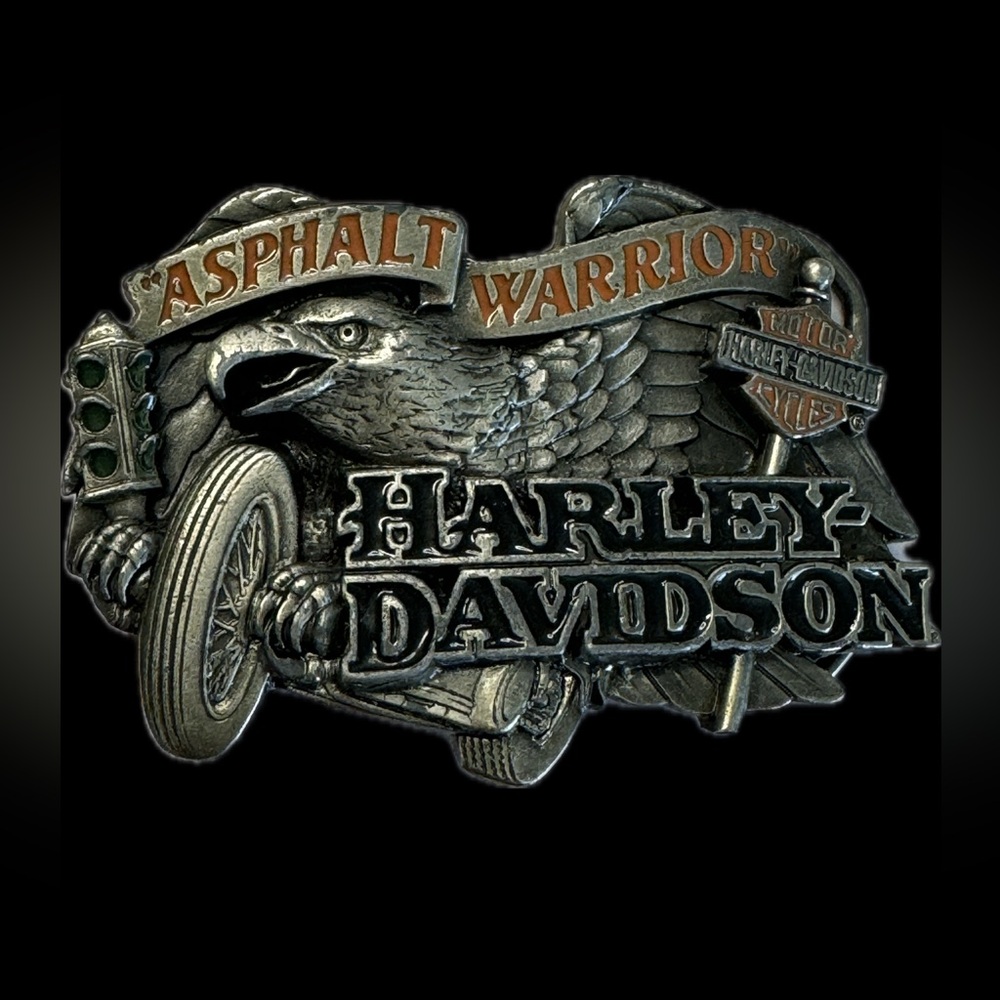 Harley Davidson Vintage 1992 Asphalt Warrior Belt Buckle H-26